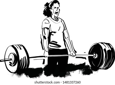 The woman athlete doing weight lifting exercise