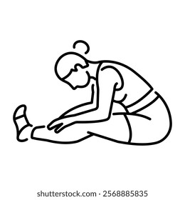 Woman athlete having foot injury icon in line style 