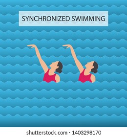 Woman athlete on the performance of synchronized swimming performing art elements