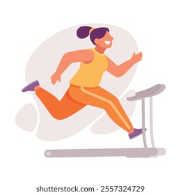 Woman Athlete Running Long Distance Marathon Vector Illustration