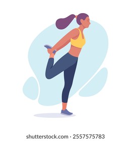 Woman Athlete Running Long Distance Marathon Vector Illustration