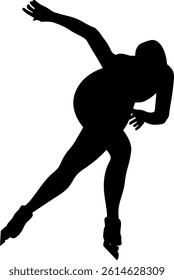 woman athlete at speed skating competition black silhouette 