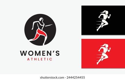 Woman athletic sport logo icon vector design concept minimalist modern unique template