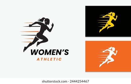 Woman athletic sport logo icon vector design concept minimalist modern unique template