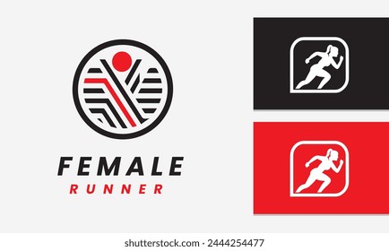 Woman athletic sport logo icon vector design concept minimalist modern unique template