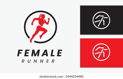 Woman athletic sport logo icon vector design concept minimalist modern unique template
