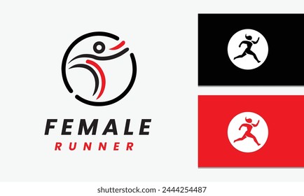 Woman athletic sport logo icon vector design concept minimalist modern unique template