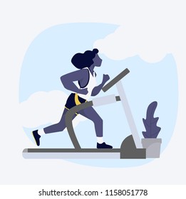 woman attractive  running on treadmill