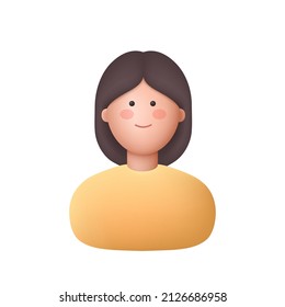 Woman avatar. 3d vector people character illustration. Cartoon minimal style.