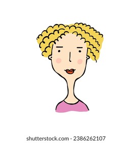 Woman avatar. Beautiful young woman portrait with hair style isolated on white background