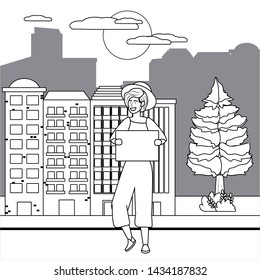 Woman avatar with board design