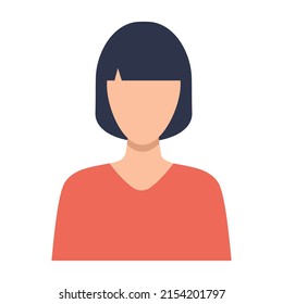 Woman avatar character. Female portrait. Flat design. Vector isolated on white.