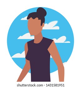 woman avatar character with sky background