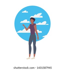 woman avatar character with sky background