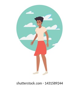 woman avatar character with sky background