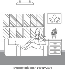 Woman avatar in couch design