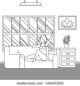 Woman avatar in couch design