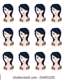 Woman avatar:  Expression set
