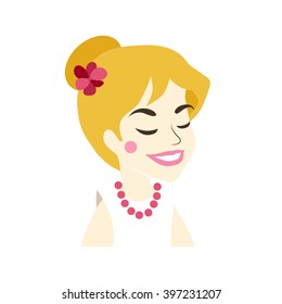 Woman avatar face isolated on white background. Vector illustration