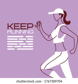 woman avatar keep running vector design design, Marathon athlete training and fitness theme Vector illustration
