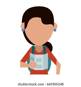 woman avatar with map