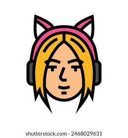 woman avatar otaku color icon vector. woman avatar otaku sign. isolated symbol illustration