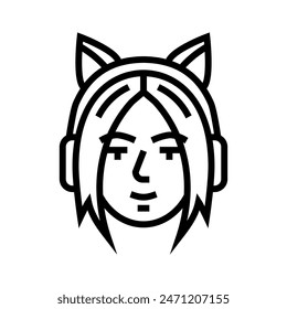 woman avatar otaku line icon vector. woman avatar otaku sign. isolated contour symbol black illustration