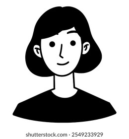 Woman avatar outline. Thin line people icon character. Suitable for use in applications, infographics, web, social networks.