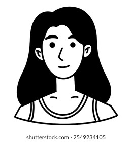 Woman avatar outline. Thin line people icon character. Suitable for use in applications, infographics, web, social networks.