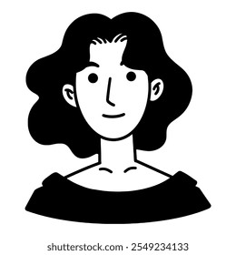 Woman avatar outline. Thin line people icon character. Suitable for use in applications, infographics, web, social networks.