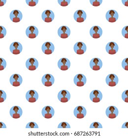 Woman avatar pattern seamless repeat in cartoon style vector illustration