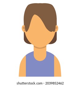 Woman Avatar Person Female Vector Illustration Icon Character. Face Portrait Woman Avatar Cartoon Girl User. Human Profile Isolated White Adult Icon. Office Headshot Woman Avatar Employee Face Head