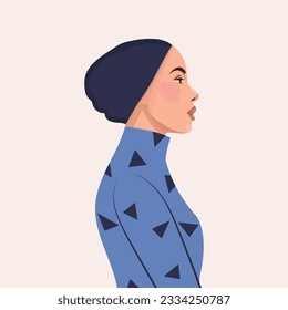Woman avatar profile portrait. Strong and brave girl for International Women's day. Symbol of female beauty.