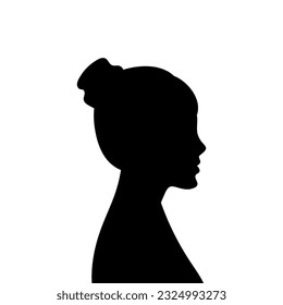 Woman avatar profile. Vector silhouette of a woman's head or icon isolated on a white background. Symbol of female beauty.