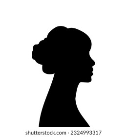 Woman avatar profile. Vector silhouette of a woman's head or icon isolated on a white background. Symbol of female beauty.