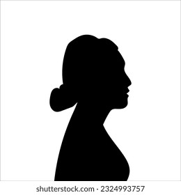 Woman avatar profile. Vector silhouette of a woman's head or icon isolated on a white background. Symbol of female beauty.