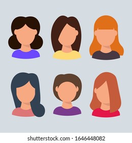 Woman avatar set. Vector illustration.