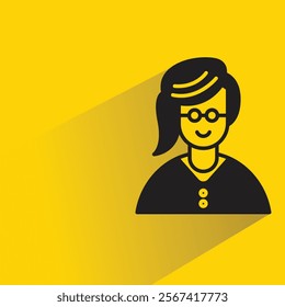 woman avatar with shadow on yellow background