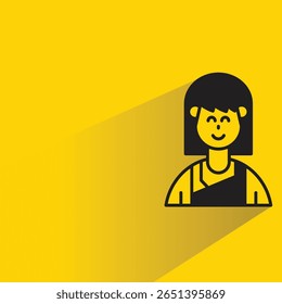woman avatar with shadow on yellow background