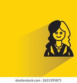 woman avatar with shadow on yellow background
