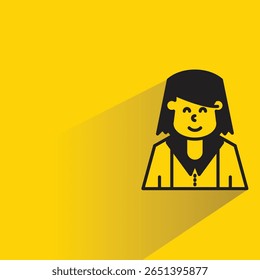 woman avatar with shadow on yellow background