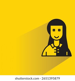 woman avatar with shadow on yellow background