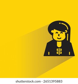 woman avatar with shadow on yellow background