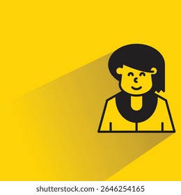 woman avatar with shadow yellow background