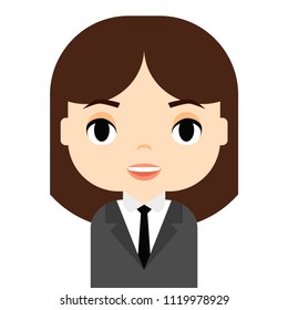 Woman Avatar with Smiling face. Female Cartoon Character. Businesswoman. Beautiful People Icon