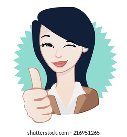 Woman avatar: Thumb up