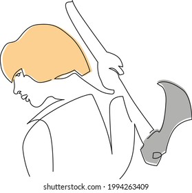 The woman with the axe. Strong lady. Vector illustration to print stickers, posters, for banners