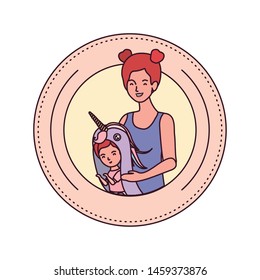 woman with baby avatar character
