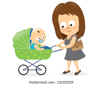 Woman with baby carriage 2