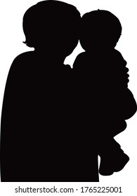 a woman and baby head silhouette vector